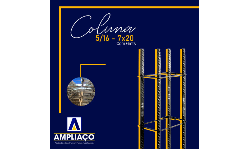 Coluna 5/16 - 7x20 POP Gerdau 6 metros Coluna 5/16 - 7x20 POP Gerdau 6 metros